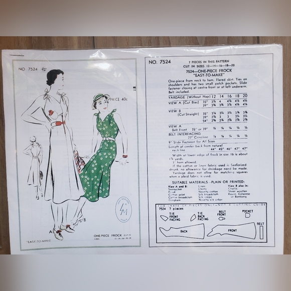 Vintage 1930's Dress Patterns, Uncut - Picture 6 of 10